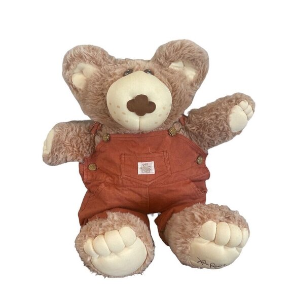 Vintage FURSKINS Teddy Bear 22" 1983 1984 Coleco Xavier Roberts Plush Overalls - Picture 1 of 11